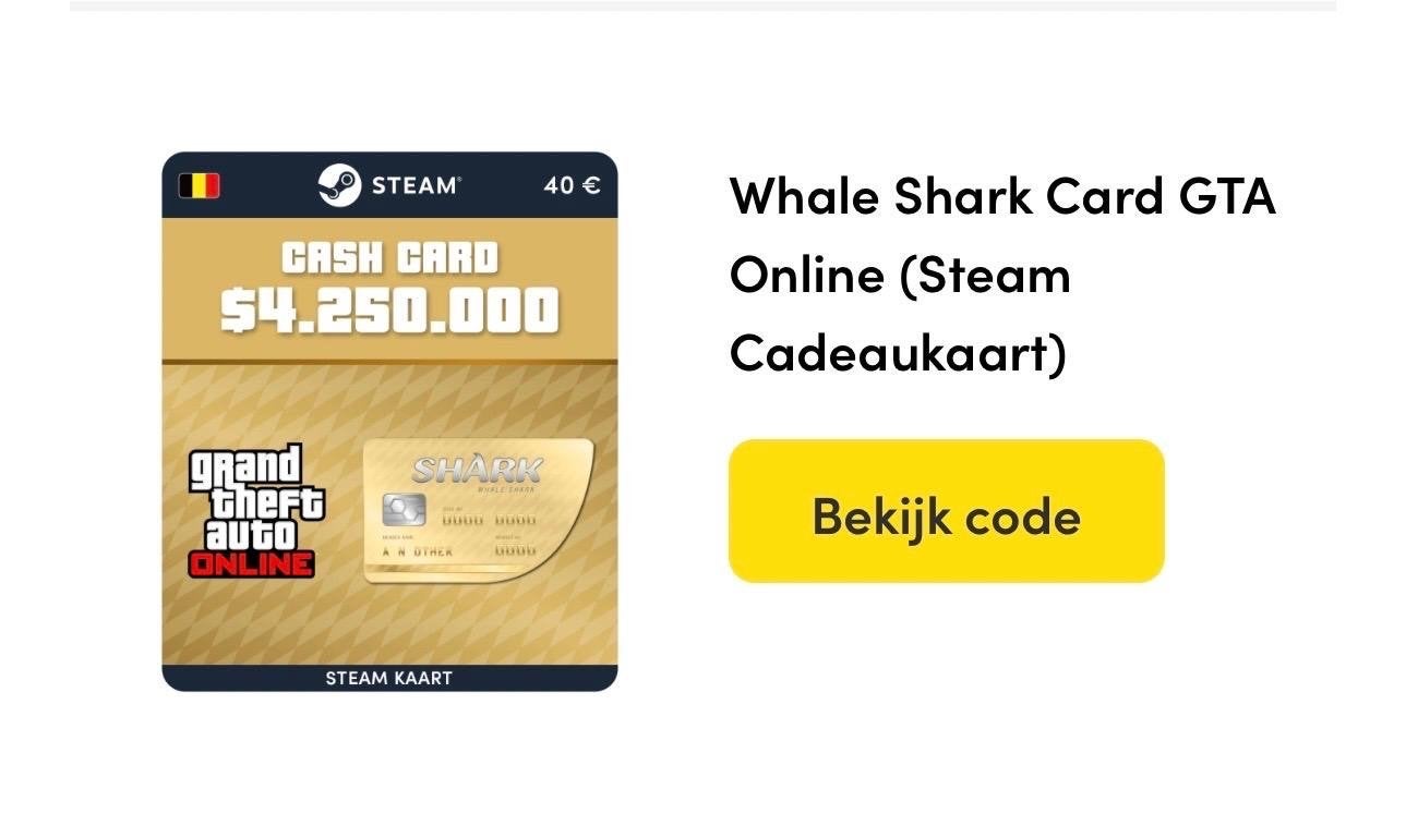 Grand Theft Auto Online Whale Shark Card (Steam), Ophalen, Nieuw, Avontuur en Actie