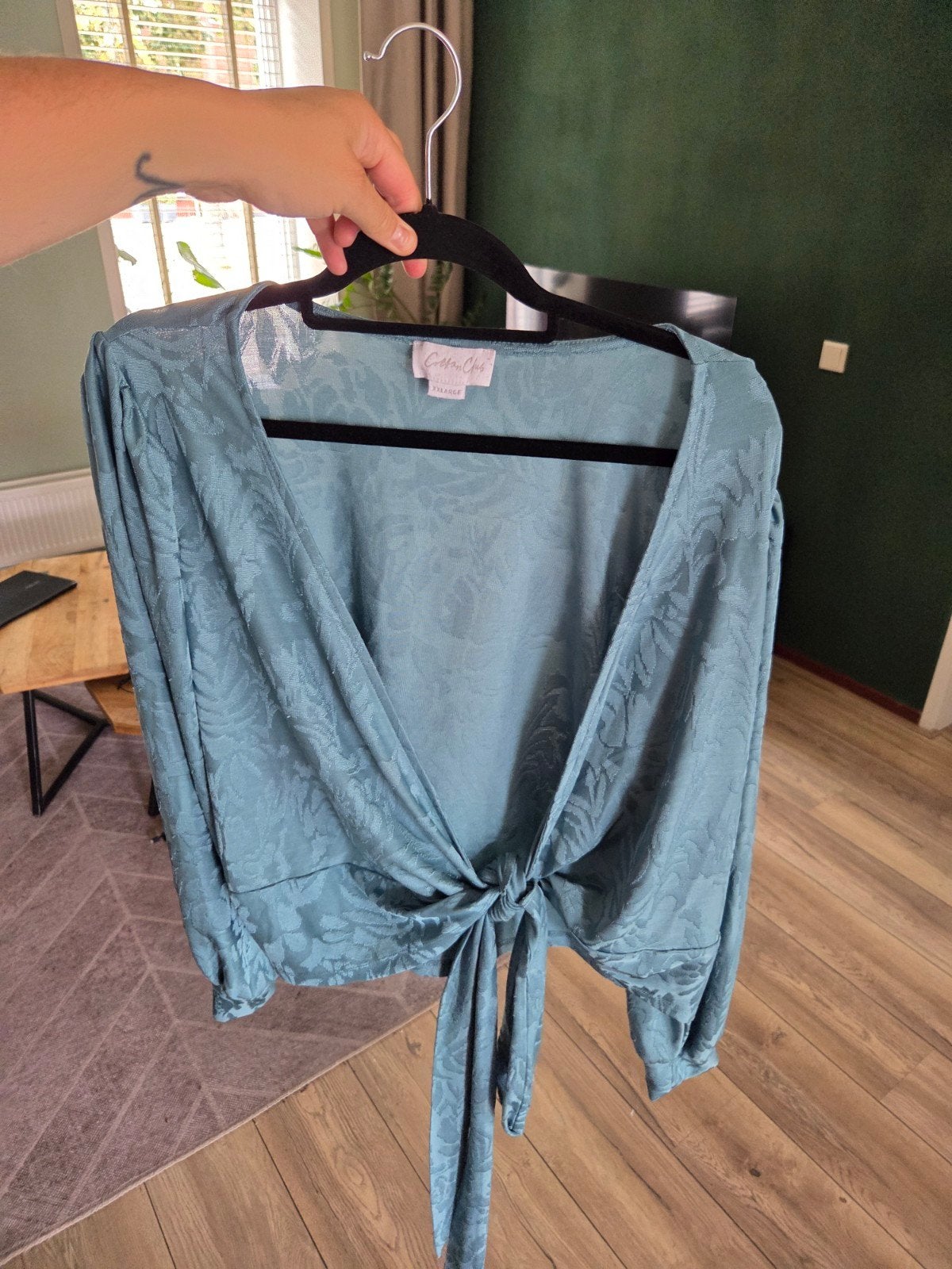 groen blauw Cotton Club overslag blouse t-shirt, maat xxl, Kleding | Dames, T-shirts, Maat 46/48 (XL) of groter, Ophalen of Verzenden
