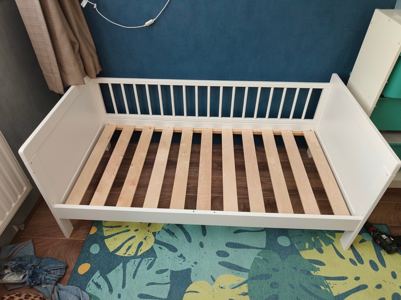 Wit kinderbedmet lattenbodem en deken, Huis en Inrichting, Ophalen, Eenpersoons, Wit, 190 cm of minder