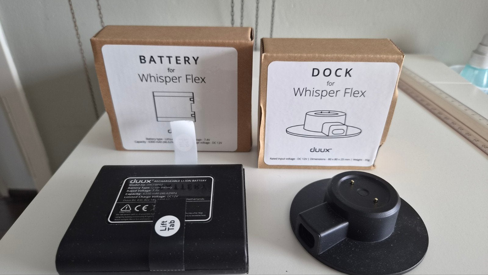 Duux Whisper Flex Batterij en Dock - Nieuw, Ophalen of Verzenden, Ventilator met afstandsbediening, Nieuw, Statiefventilator