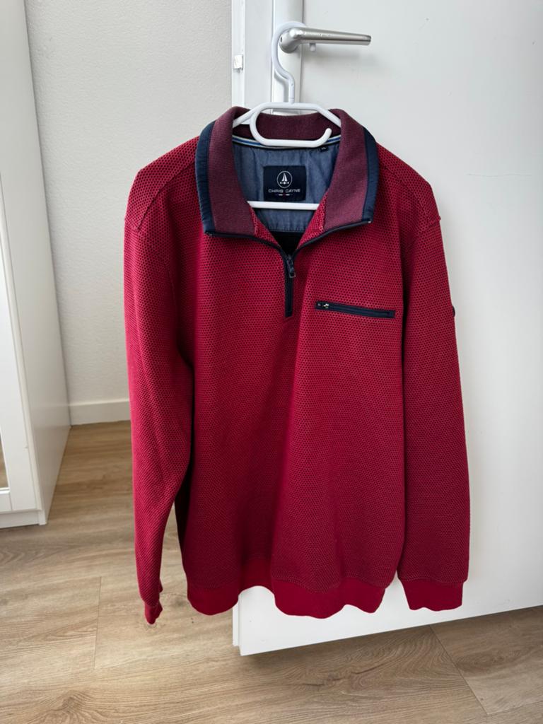 Rode trui met rits voor heren - Chris Cayne - maat XL, Ophalen of Verzenden, Zo goed als nieuw, Maat 56/58 (XL), Rood
