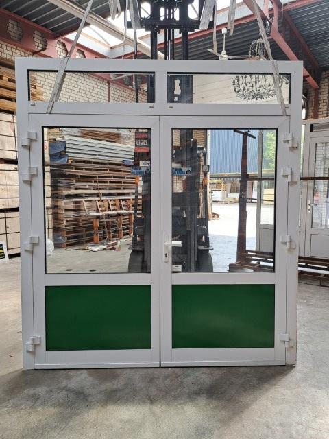 aluminium dubbele deur 226x251 cm, tuindeur, dubbelglas, Ophalen, Gevelraam of Ruit, Gebruikt, 160 cm of meer