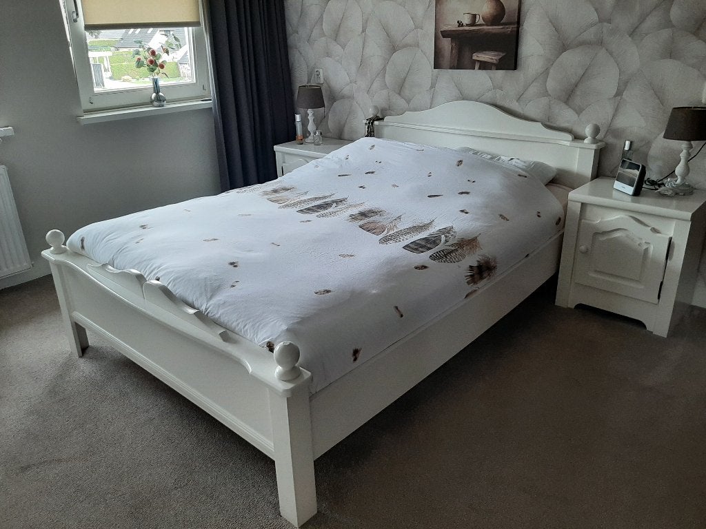 Bed, Huis en Inrichting, Slaapkamer | Bedden, Ophalen, Gebruikt, Wit, Tweepersoons
