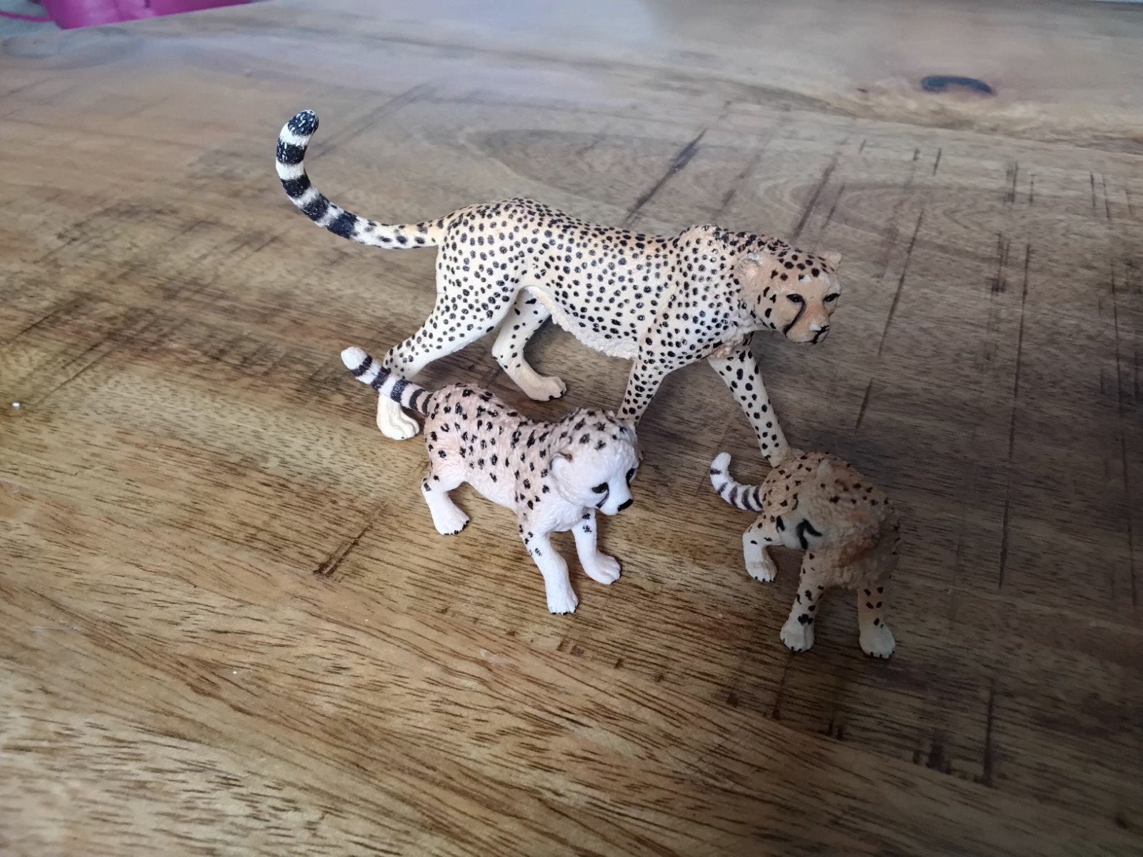 Schleich cheetah met 2 jong, Ophalen of Verzenden, Zo goed als nieuw, Paard, Beeldje of Figuurtje