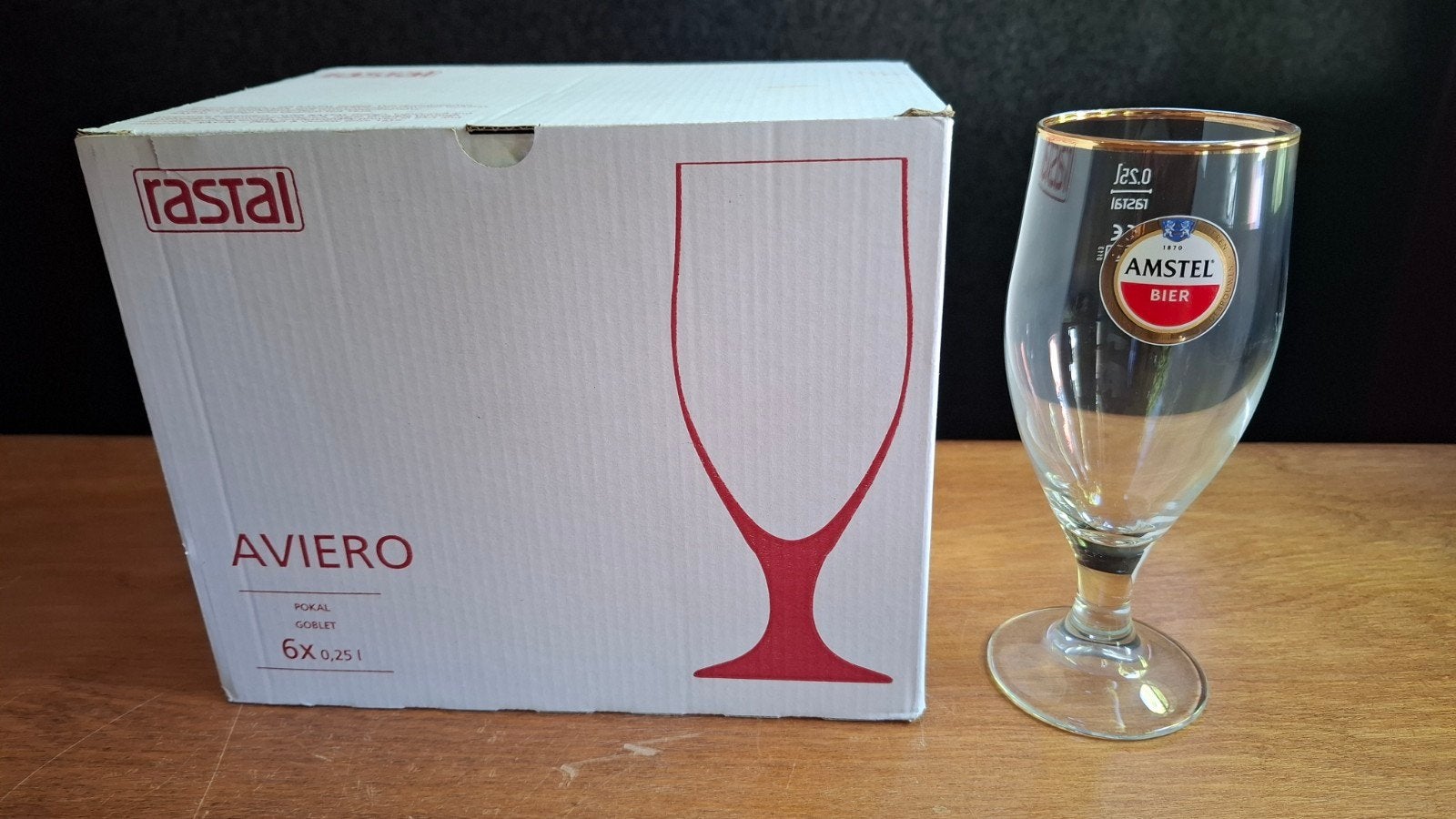 amstel bier rose glazen Aviero (22st beschikbaar, nieuw), Ophalen of Verzenden, Nieuw, Bierglas