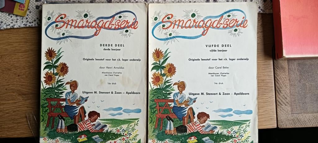 Smaragd-serie: Derde en Vijfde Deel - Oude Schoolboeken, Gelezen, Ophalen of Verzenden, Henri Arnoldus, Carel Beke, Alpha