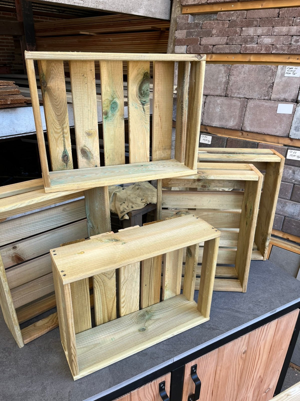 Kratjes, kistjes van geïmpregneerd tuinhout, Huis en Inrichting, Ophalen, Nieuw, Minder dan 50 cm
