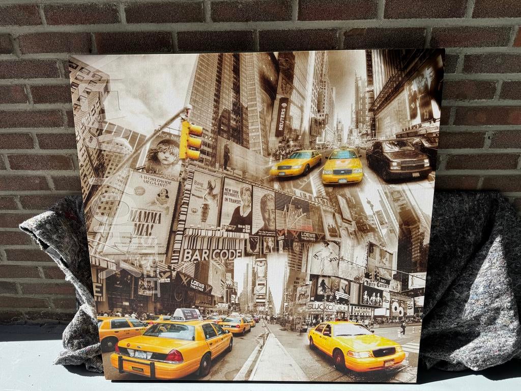 Canvas Doek New York Taxi's 90x90 cm, Ophalen