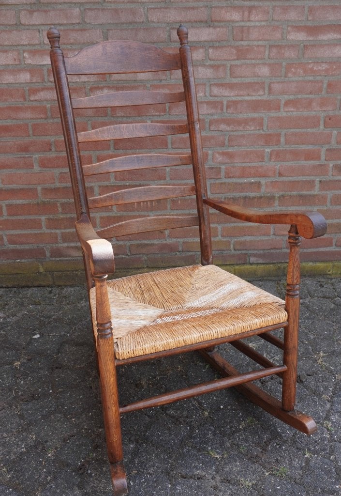 Houten schommelstoel, Ophalen, Gebruikt, Bruin, Eén