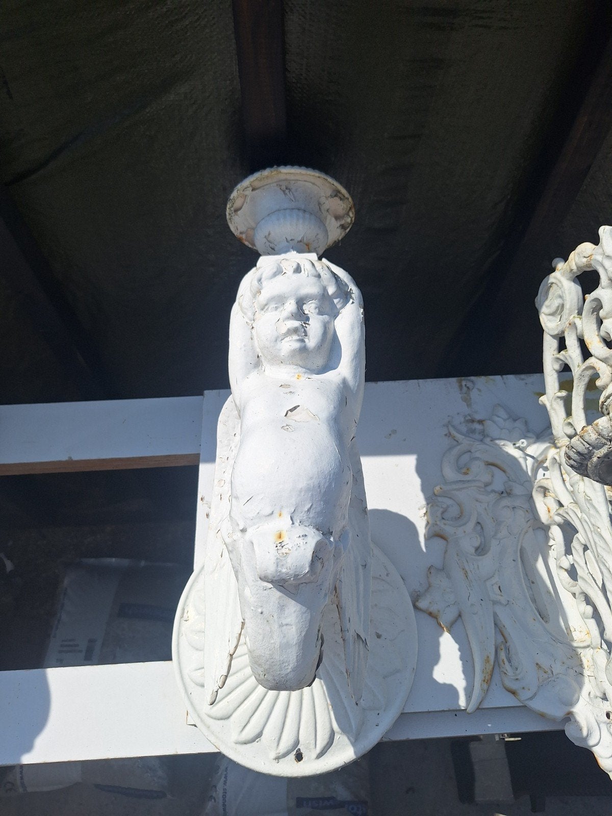 Antieke gietijzeren decoratie - Engelen en ornamenten, Ophalen of Verzenden