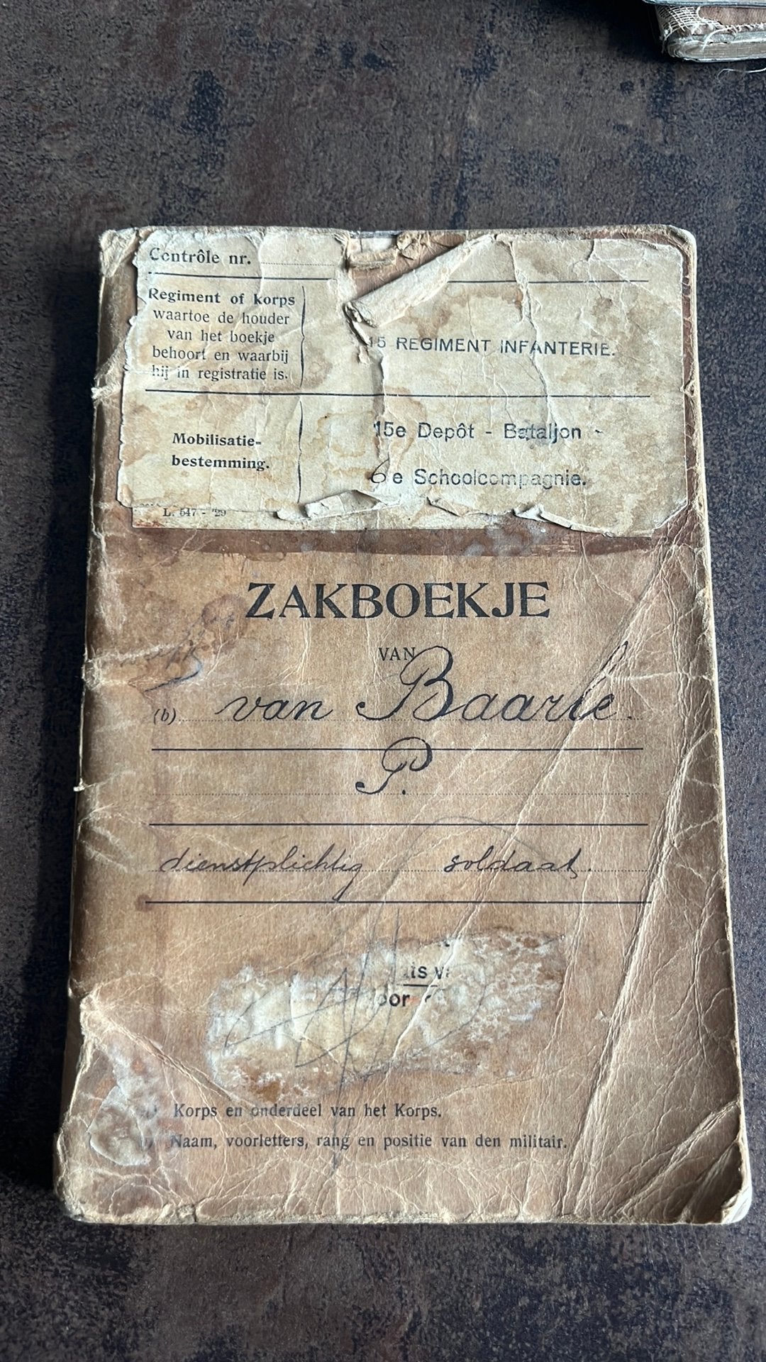 Nederlands zakboekje lichting 1916 infanterie, Ophalen of Verzenden, Landmacht, Nederland, Boek of Tijdschrift