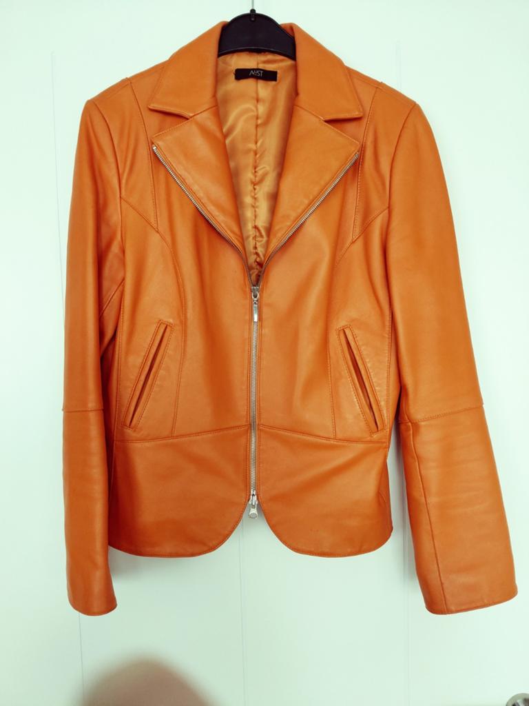 Oranje leren jack jasje Maat 38, Kleding | Dames, Ophalen of Verzenden, Zo goed als nieuw, Maat 38/40 (M), Oranje