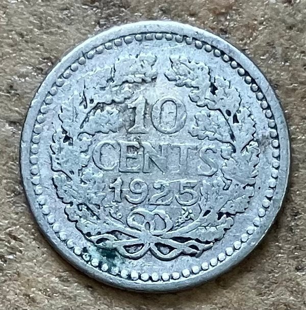 10 cent 1925 Wilhelmina, Ophalen, Koningin Wilhelmina, 10 cent, Losse munt