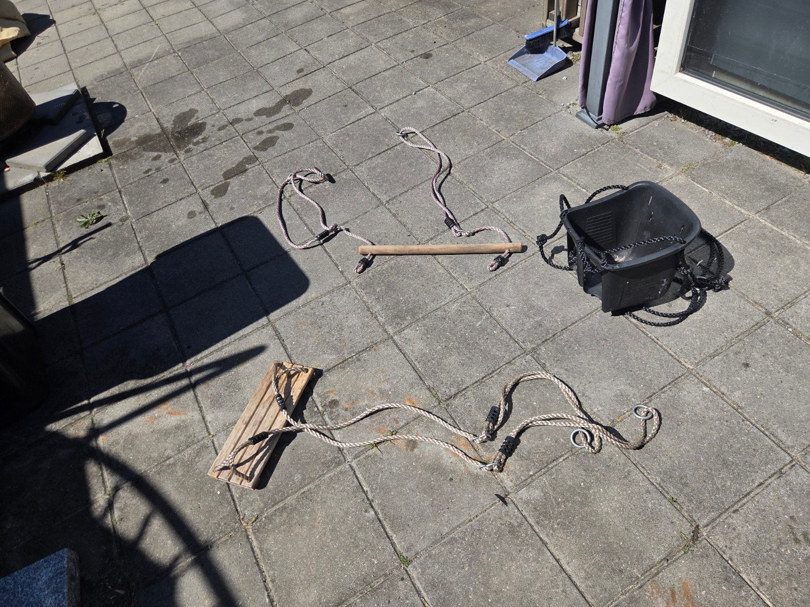 Diverse schommel accessoires: plank, babyzitje, touwen, Kinderen en Baby's, Ophalen of Verzenden, Gebruikt, Schommel