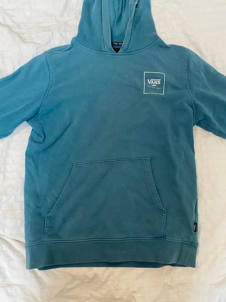 Vans Hoodie Blauw met Checkerboard Print, Ophalen of Verzenden, Gedragen, Maat 52/54 (L), Groen