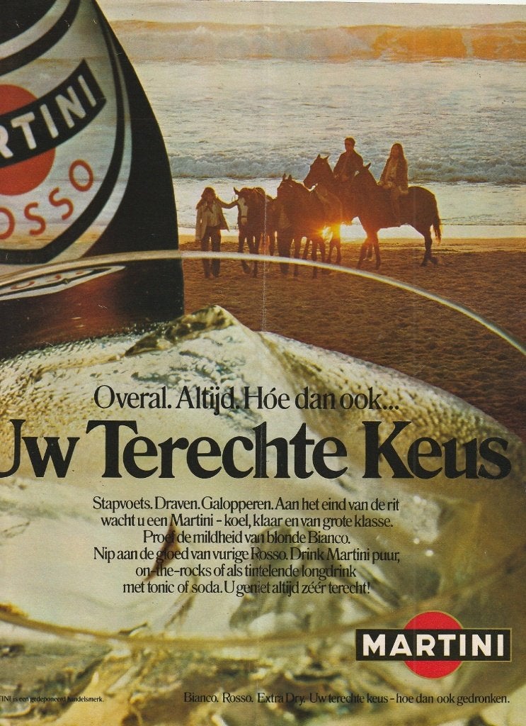 Retro reclame 1971 Martini bianco vermouth paarden strand, Verzenden, Overige typen