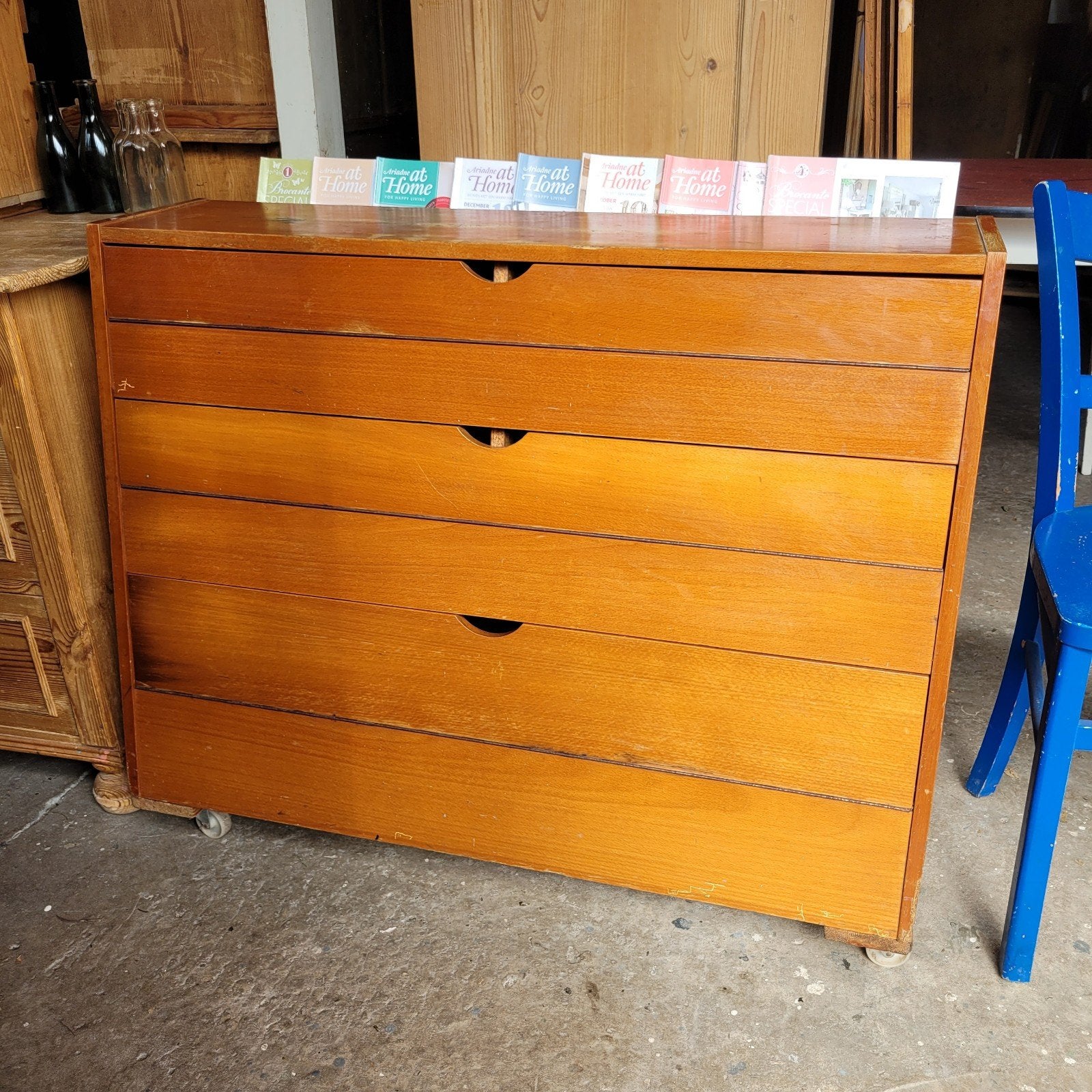 Brocante vintage oud schoolkastje boekenkastje jaren 60., Ophalen