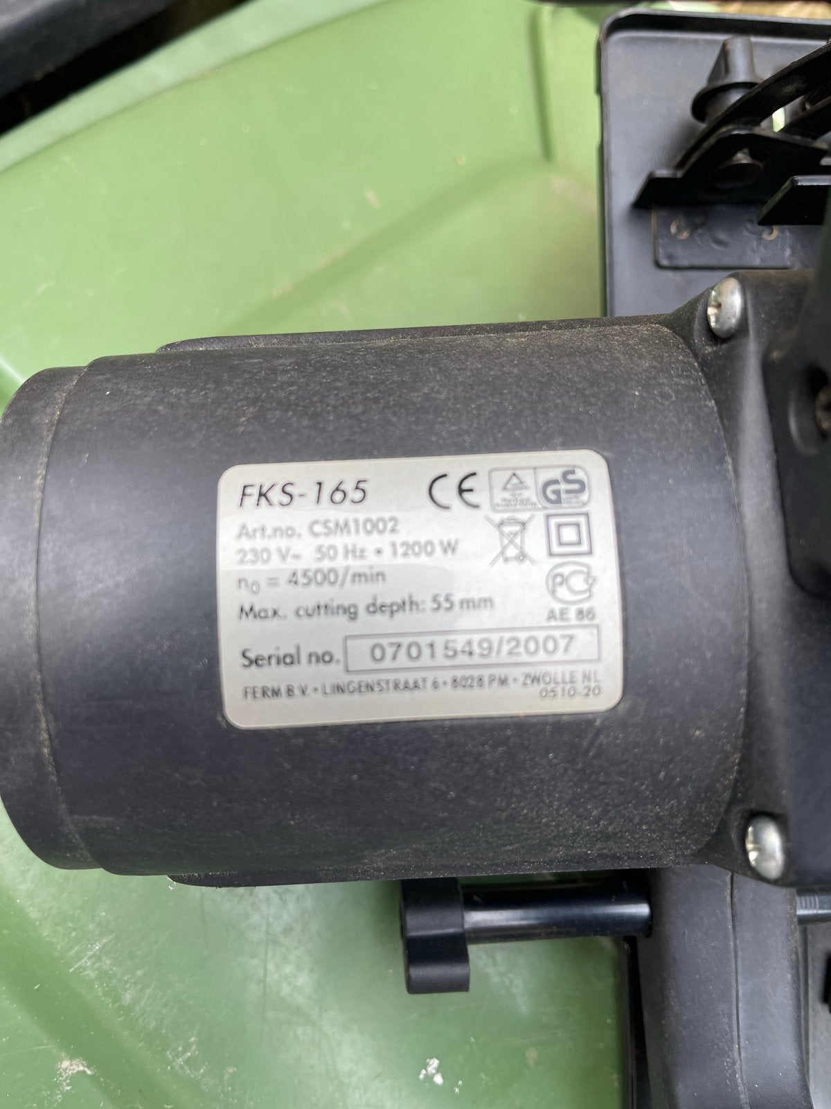 Ferm Cirkelzaag FKS-165, Doe-het-zelf en Verbouw, Gereedschap | Zaagmachines, Gebruikt, Cirkelzaag, 600 tot 1200 watt, Ophalen of Verzenden