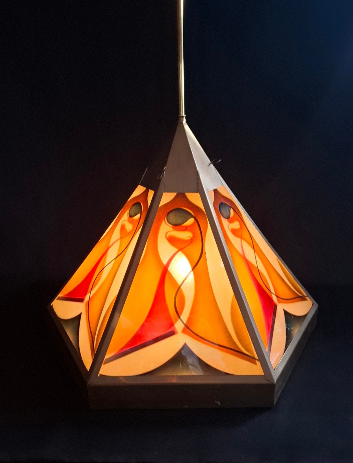 Grote Art Deco Amsterdamse Schoollamp, Ophalen, Glas, E27 (groot)