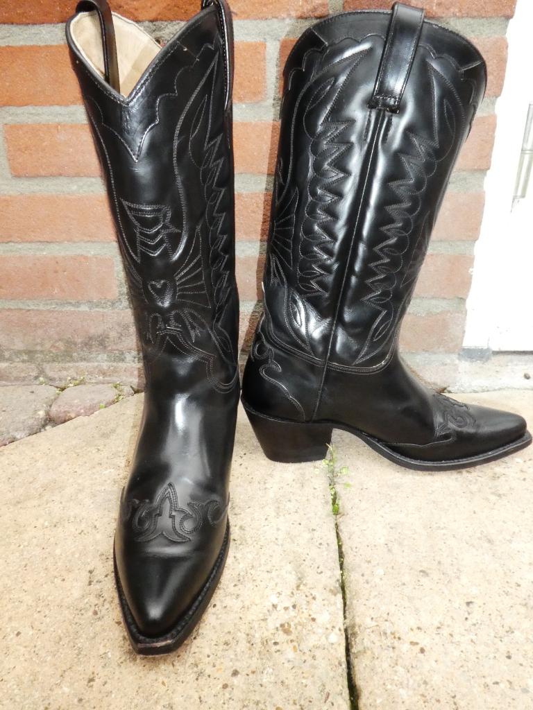 Mulet laarzen maat 37 cowboy western dames zwart echt leer, Hoge laarzen, Verzenden, Zwart, Zo goed als nieuw
