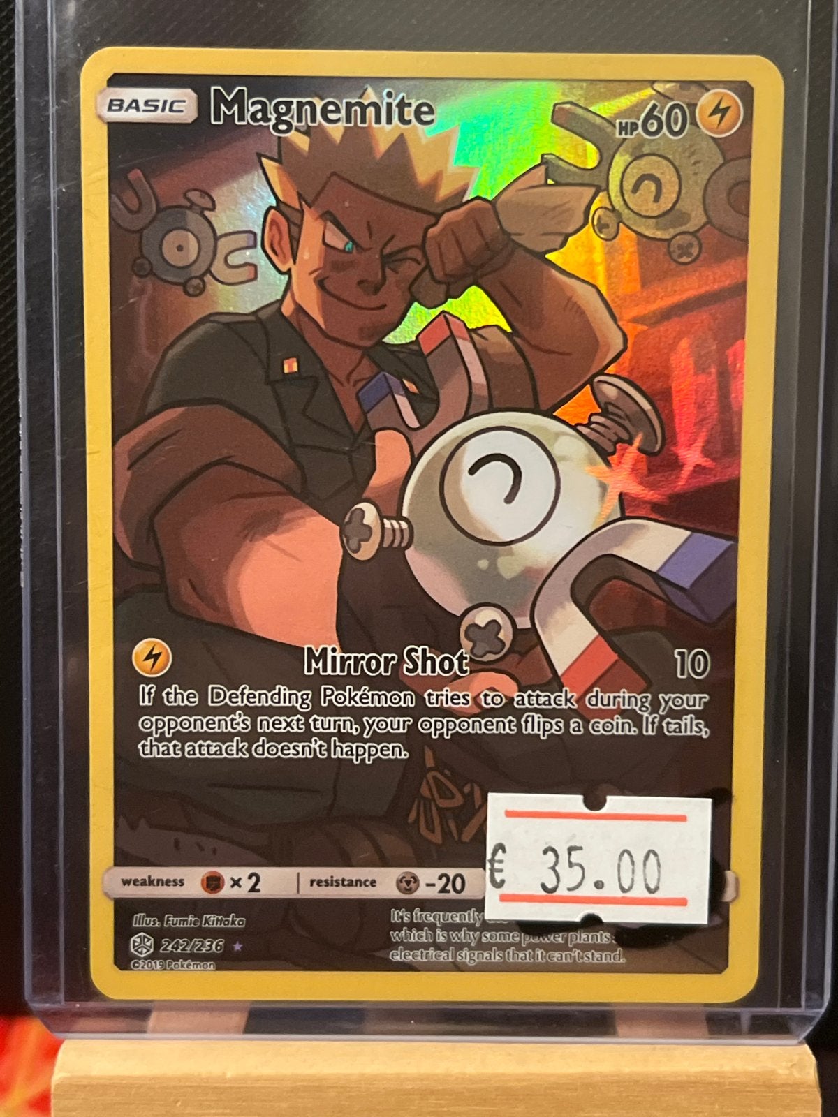 Pokemon Magnemite 242/236 Full Art Trainer Brock's Grit, Ophalen of Verzenden, Zo goed als nieuw, Losse kaart, Foil