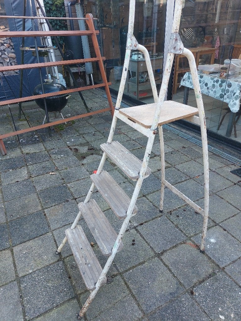 Originele Brabantia Keuken en schilderstrap circa 1960, Doe-het-zelf en Verbouw, Ladders en Trappen, Ophalen, Gebruikt, Trap, Minder dan 2 meter