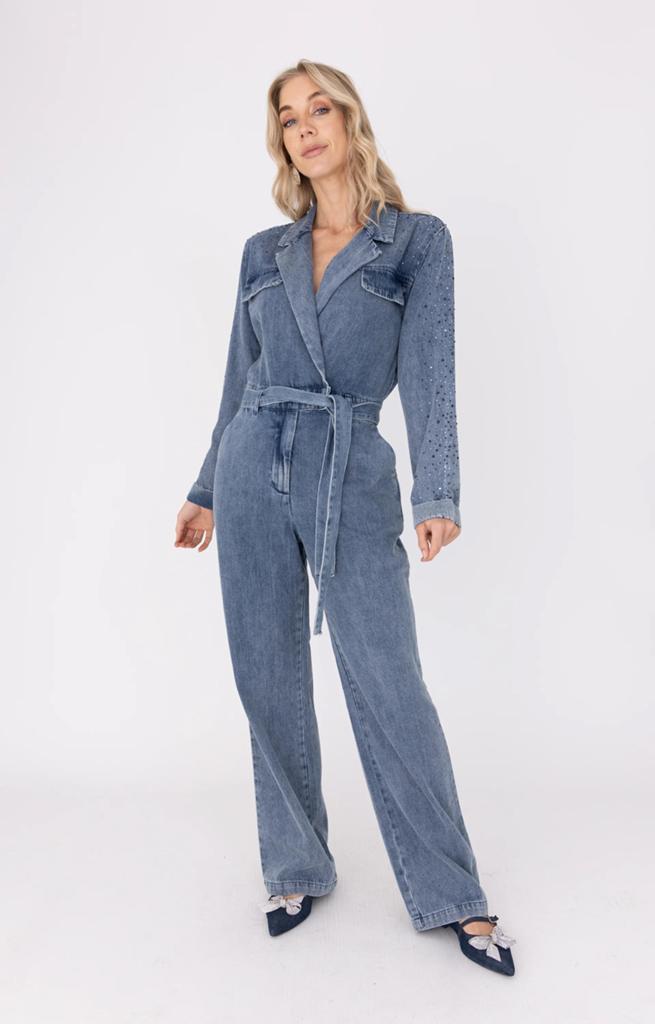 Nieuw! Freebird Denim Jumpsuit Strass XL, Ophalen of Verzenden, Nieuw, Maat 46/48 (XL) of groter, Blauw