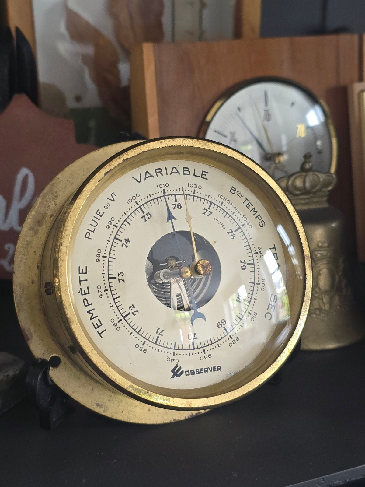 Vintage antieke Duitse Observer messing scheepsbarometer €49, Ophalen of Verzenden, Zo goed als nieuw, Barometer