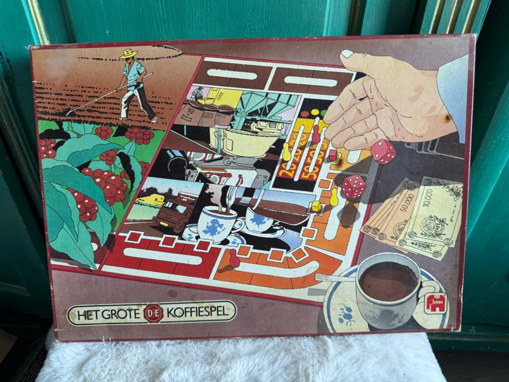 Vintage Het Grote D.E. Koffiespel Jumbo 1985, Hobby en Vrije tijd, Gezelschapsspellen | Bordspellen, Drie of vier spelers, Ophalen of Verzenden
