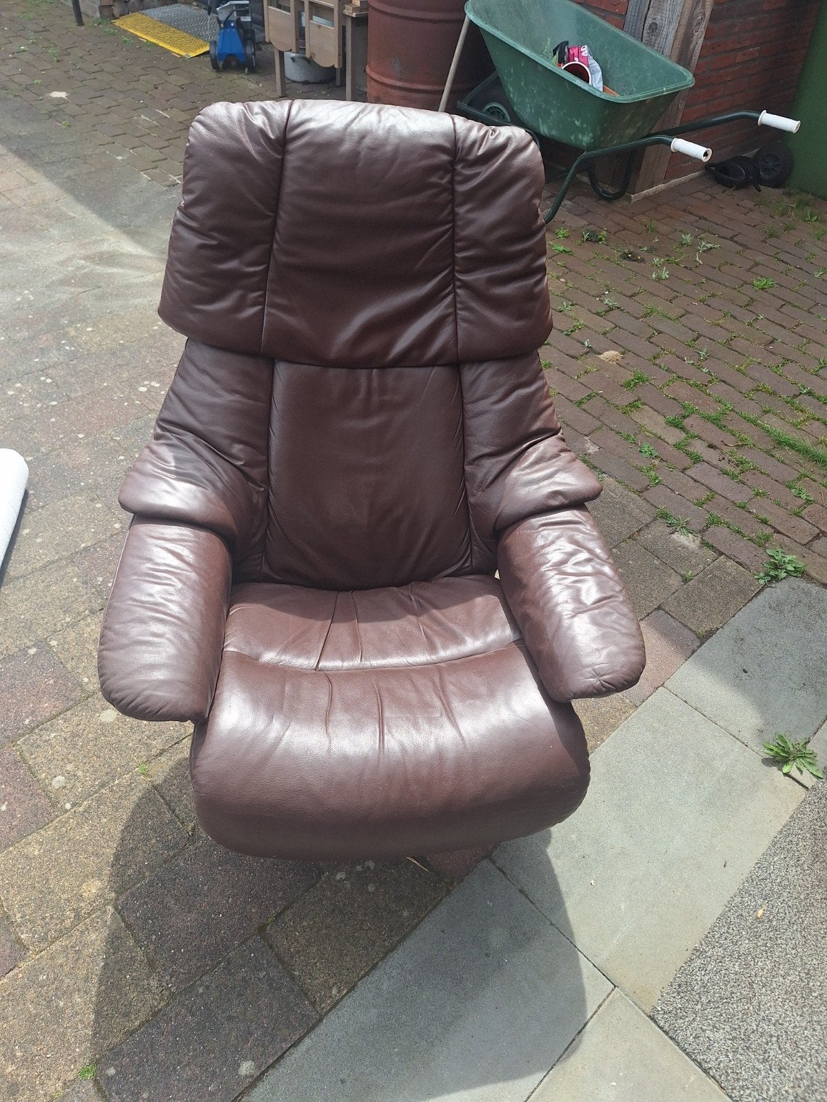 Comfortabele bruine leren stressless stoel, Huis en Inrichting, Fauteuils, Ophalen, Gebruikt, Klassiek, Comfortabel, 75 tot 100 cm