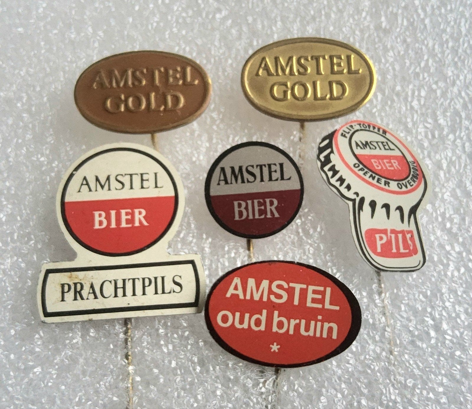 6 Amstel Bier Speldjes - Vintage Collectie, Ophalen of Verzenden, Gebruikt, Overige onderwerpen, Speldje of Pin