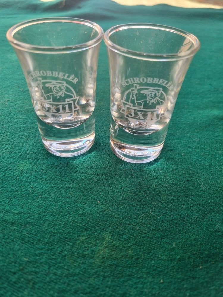 shot glazen schrobbeler 2x, Verzamelen, Glas en Borrelglaasjes, Ophalen of Verzenden, 'T Olde Gre-j, Info@toldegrej.nl, Endepoelstraat 20f Didam