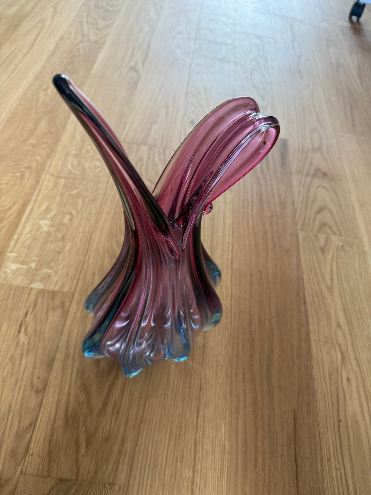 Set van 3 Murano glazen vazen/schalen - Roze/Blauw, Ophalen of Verzenden