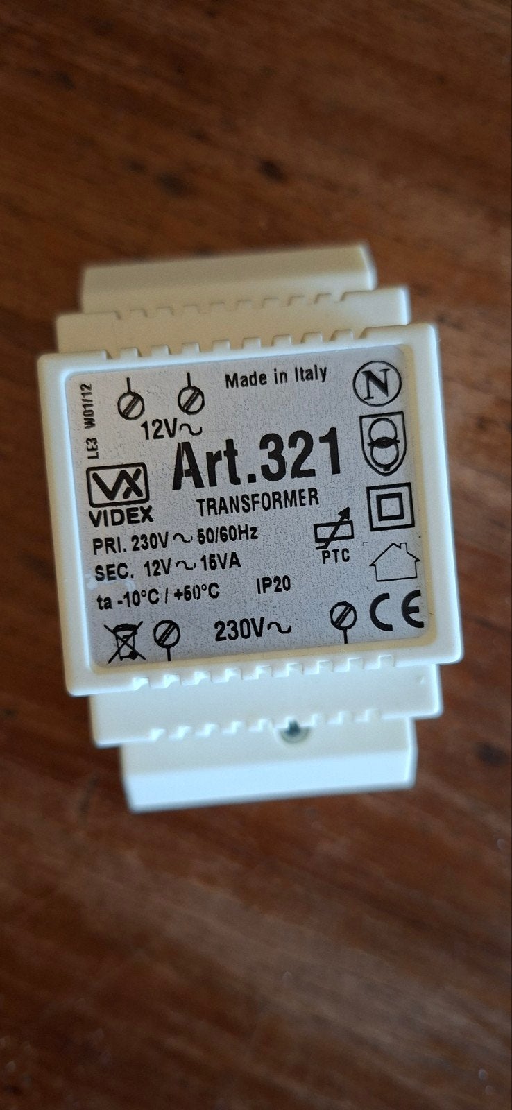 VIDEX Art.321 Transformator 230V naar 12V 16VA, Ophalen of Verzenden, Nieuw, Overige merken, Overige typen