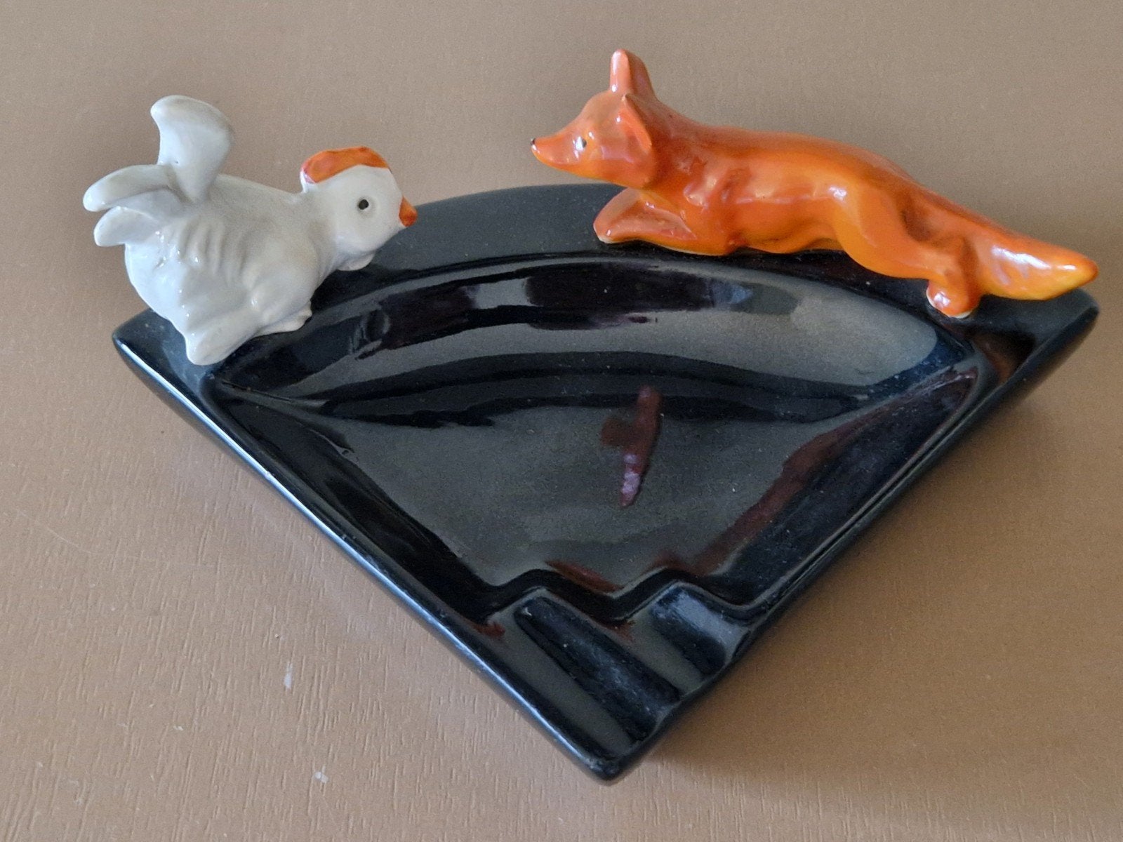 Vintage asbak met vos en kip - Keramiek, Ophalen of Verzenden