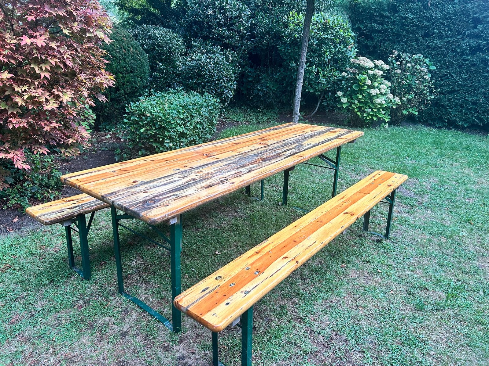 Biertafel met twee banken - Zware kwaliteit, Ophalen, Gebruikt, Inklapbaar, Rechthoekig