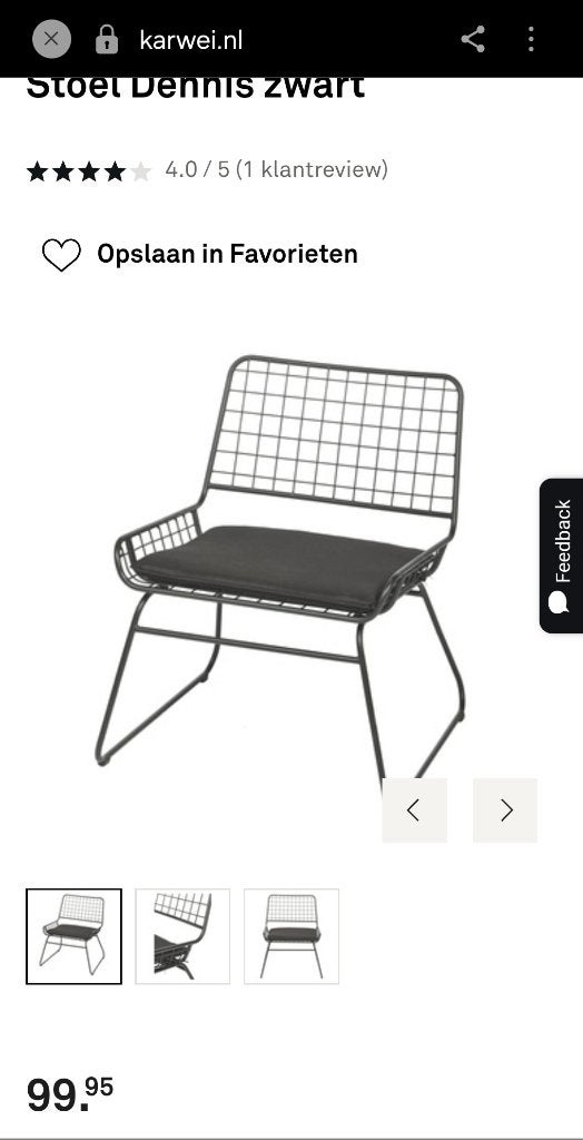 Stoel karwei, Huis en Inrichting, Stoelen, Ophalen, Zwart, Zo goed als nieuw, Metaal