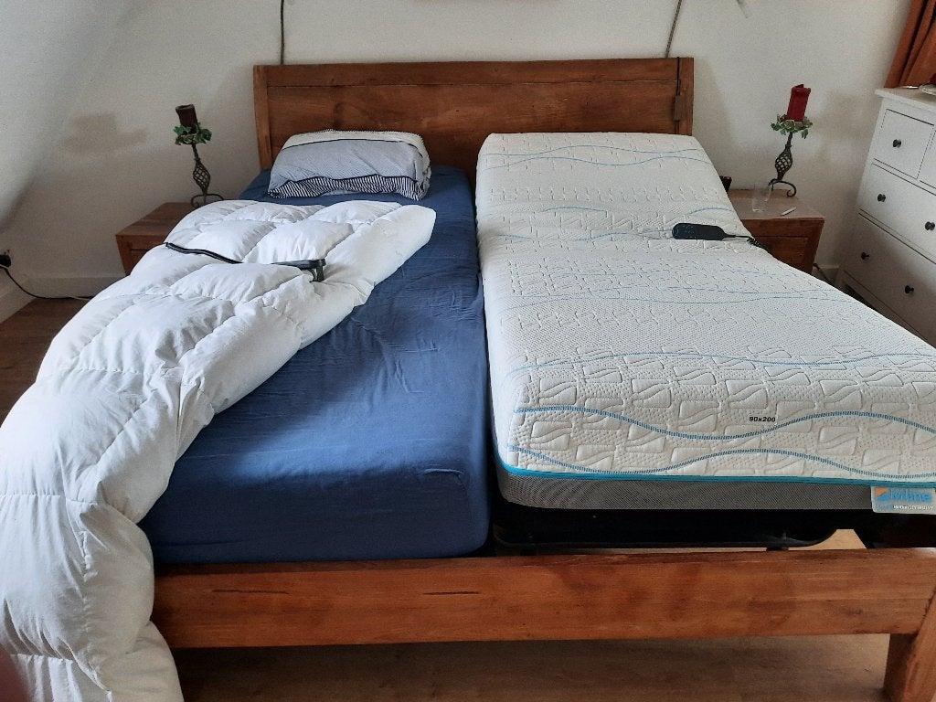 Compleet bed met elektrisch verstelbaar Auping onderstel, Ophalen, Gebruikt, Tweepersoons, Bedbodem