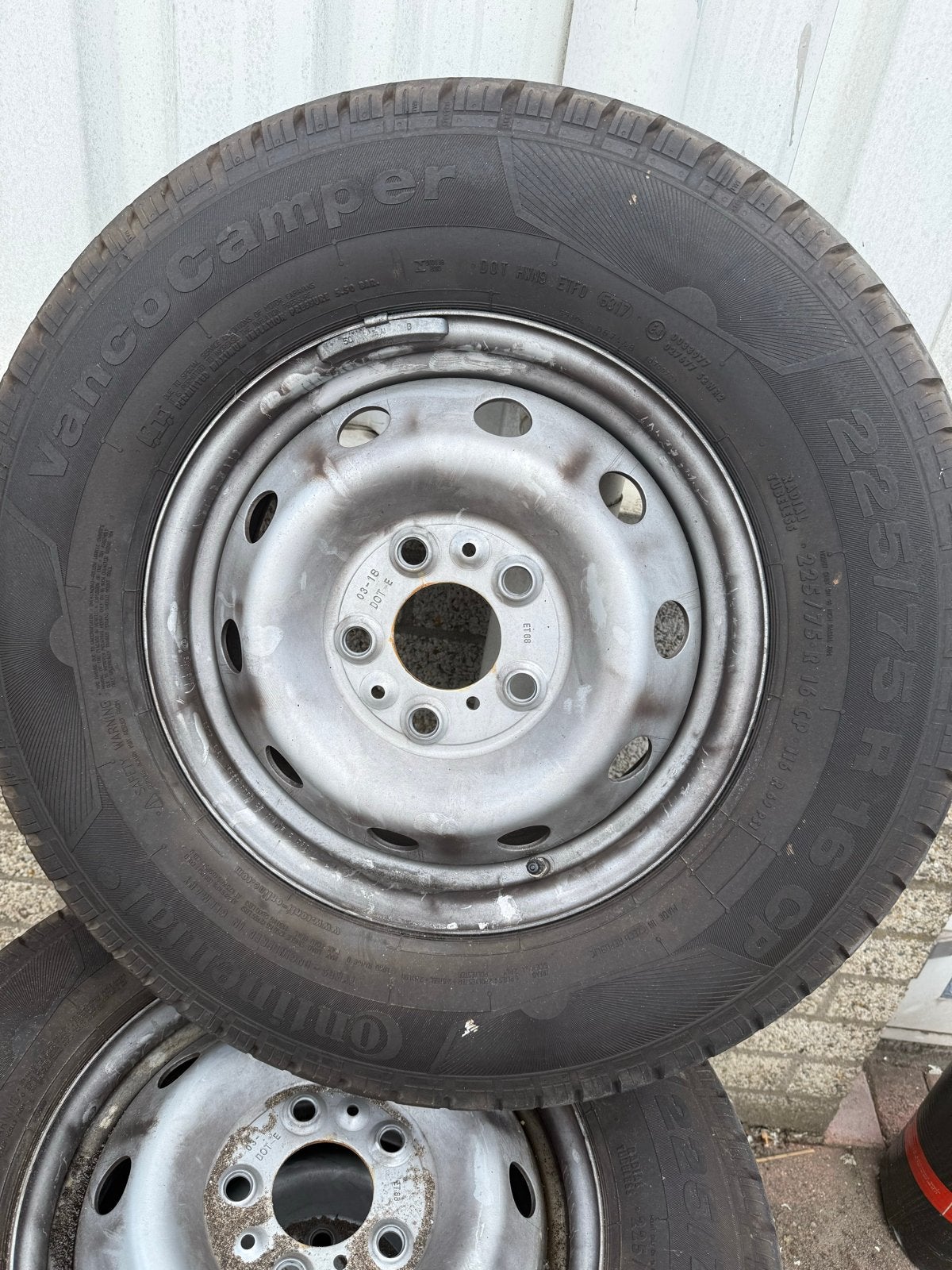 Fiat Ducato maxi velgen set met banden 225/75 R16 CP, Ophalen, 16 inch, Banden en Velgen, Bestelwagen