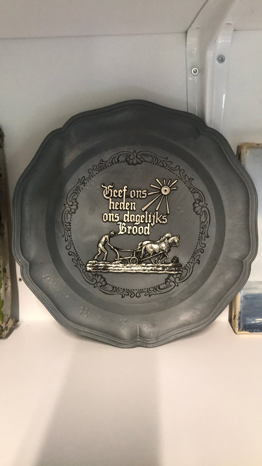 Antiek tinnen bord 22cm, Ophalen of Verzenden