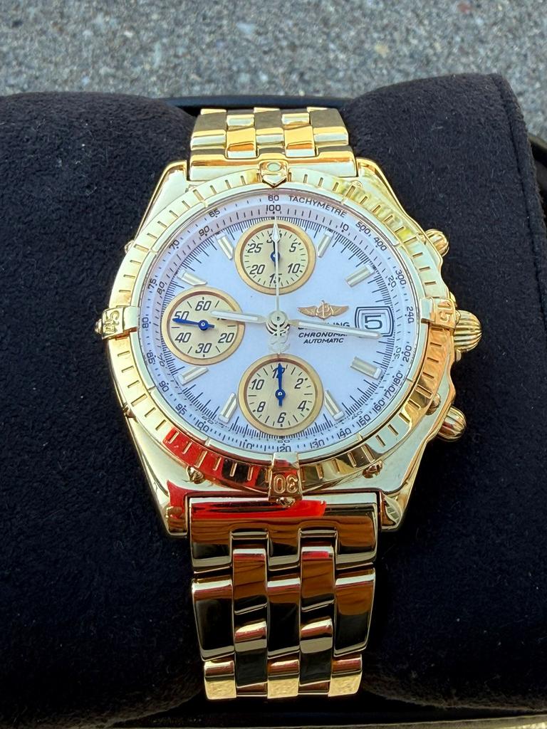 18krt gouden breitling chronomat GT rolex cartier, Ophalen, Zo goed als nieuw, Goud, Overige merken