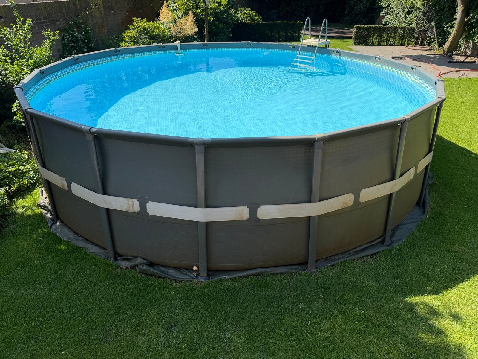 Intex zwembad 5,5m doorsnee, 1,32m hoog - Gebruikt, Gebruikt, Rond, 300 cm of meer, Ophalen