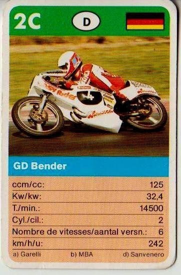 Kw1094 motorkaartje 2c gd bender, Ophalen of Verzenden, Zo goed als nieuw, Motoren