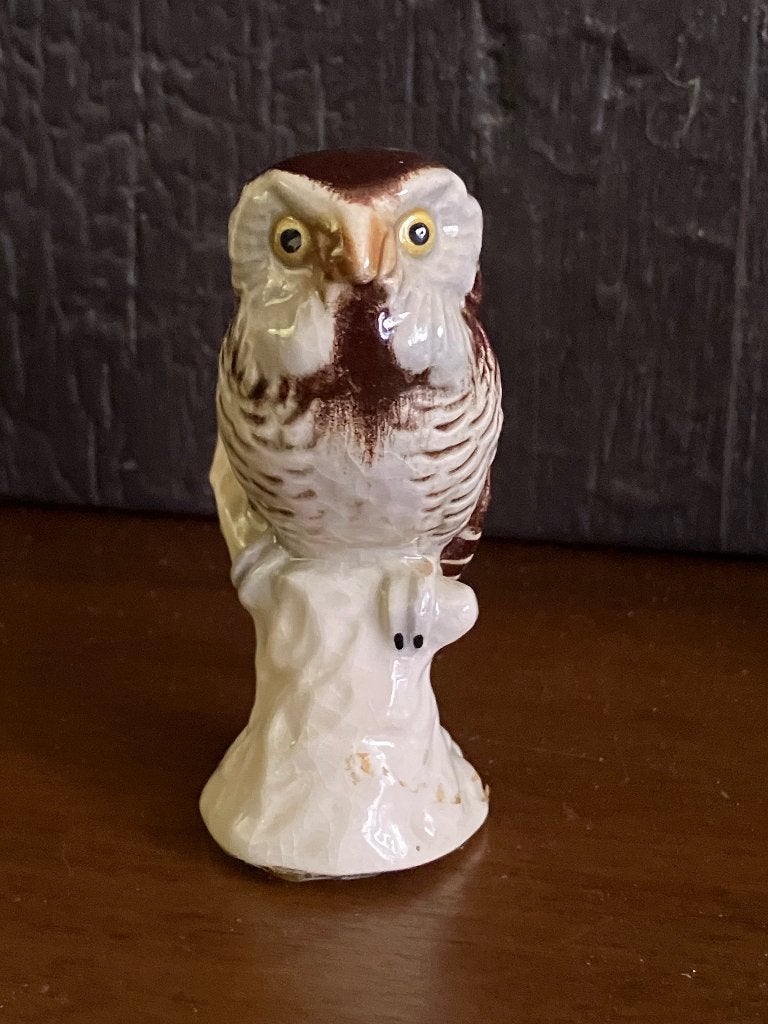 Prachtig Vintage Goebel Uilenbeeldje – Bruine Uil op Stronk, Verzenden, Gebruikt, Dier