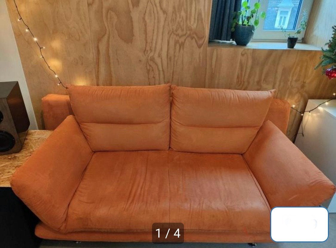 Slaapbank oranje 2- persoons - Gratis, Ophalen, 150 tot 200 cm, Tweepersoons, 75 tot 100 cm