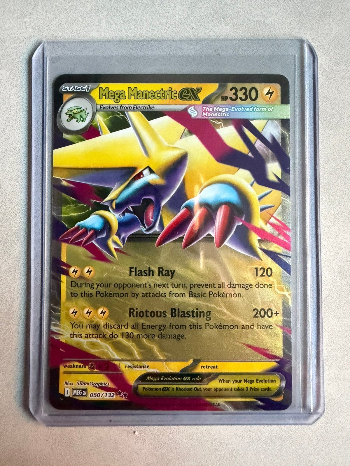 Mega Manectric EX MEW 050/132 Pokemon kaart, Ophalen of Verzenden, Nieuw, Losse kaart, Foil