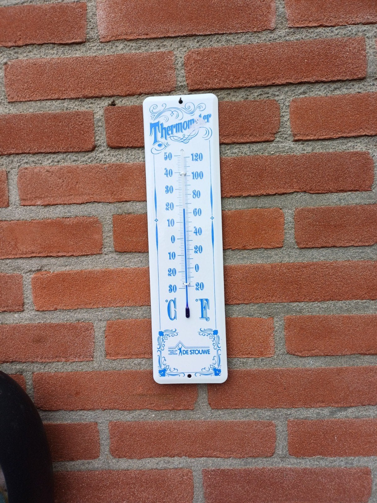 vintage emaille thermometer zie foto's, Ophalen, Zo goed als nieuw, Reclamebord