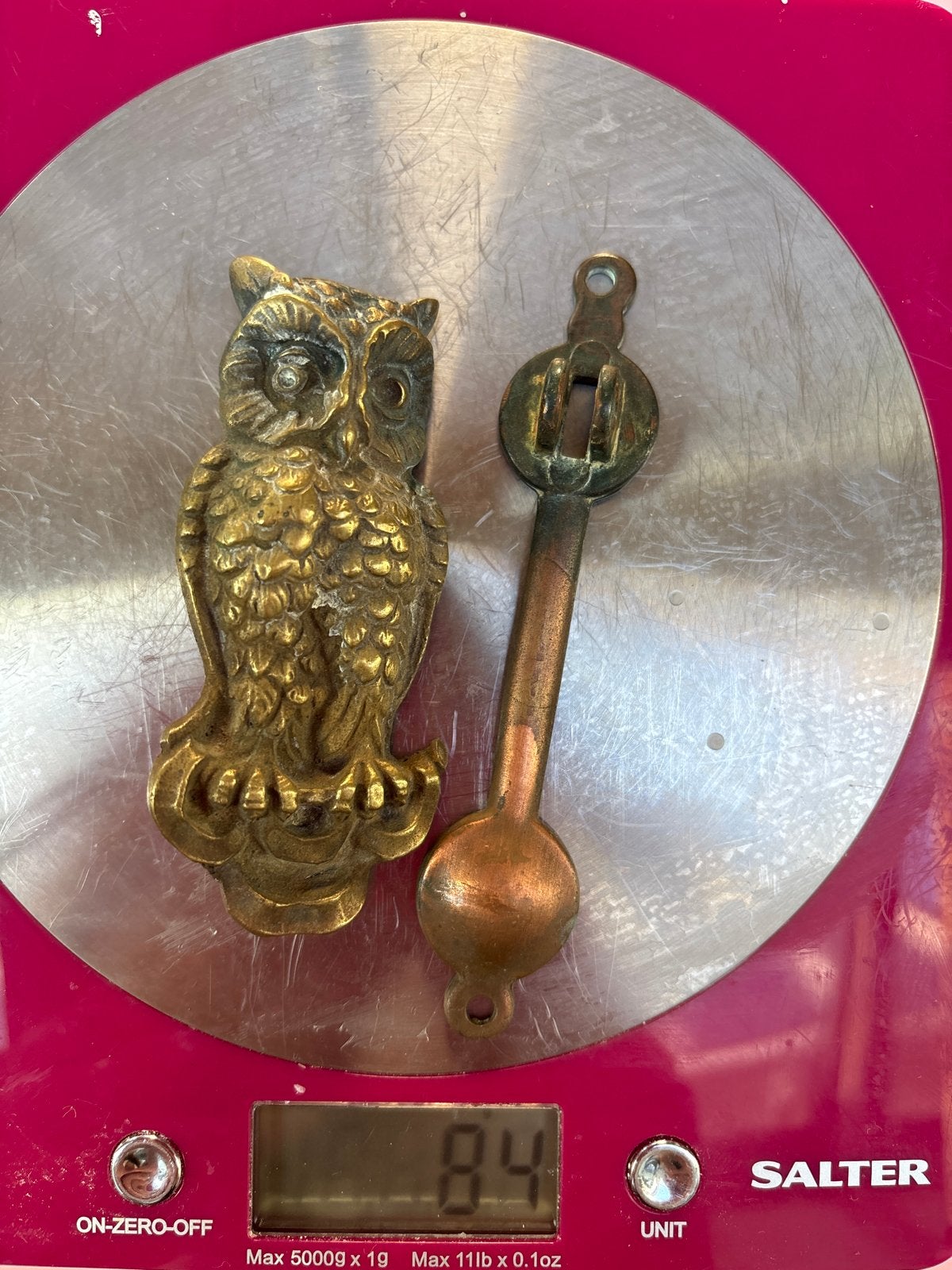 Antieke koperen uil deurklopper, Vintage, Gebruikt, Ophalen of Verzenden, Metaal