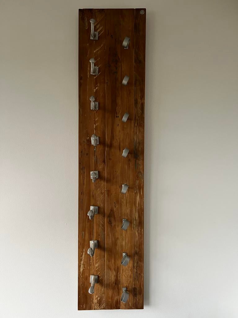 Unieke houten wijnrek met metalen haken, Gebruikt, 200 cm of meer, Hout, Ophalen
