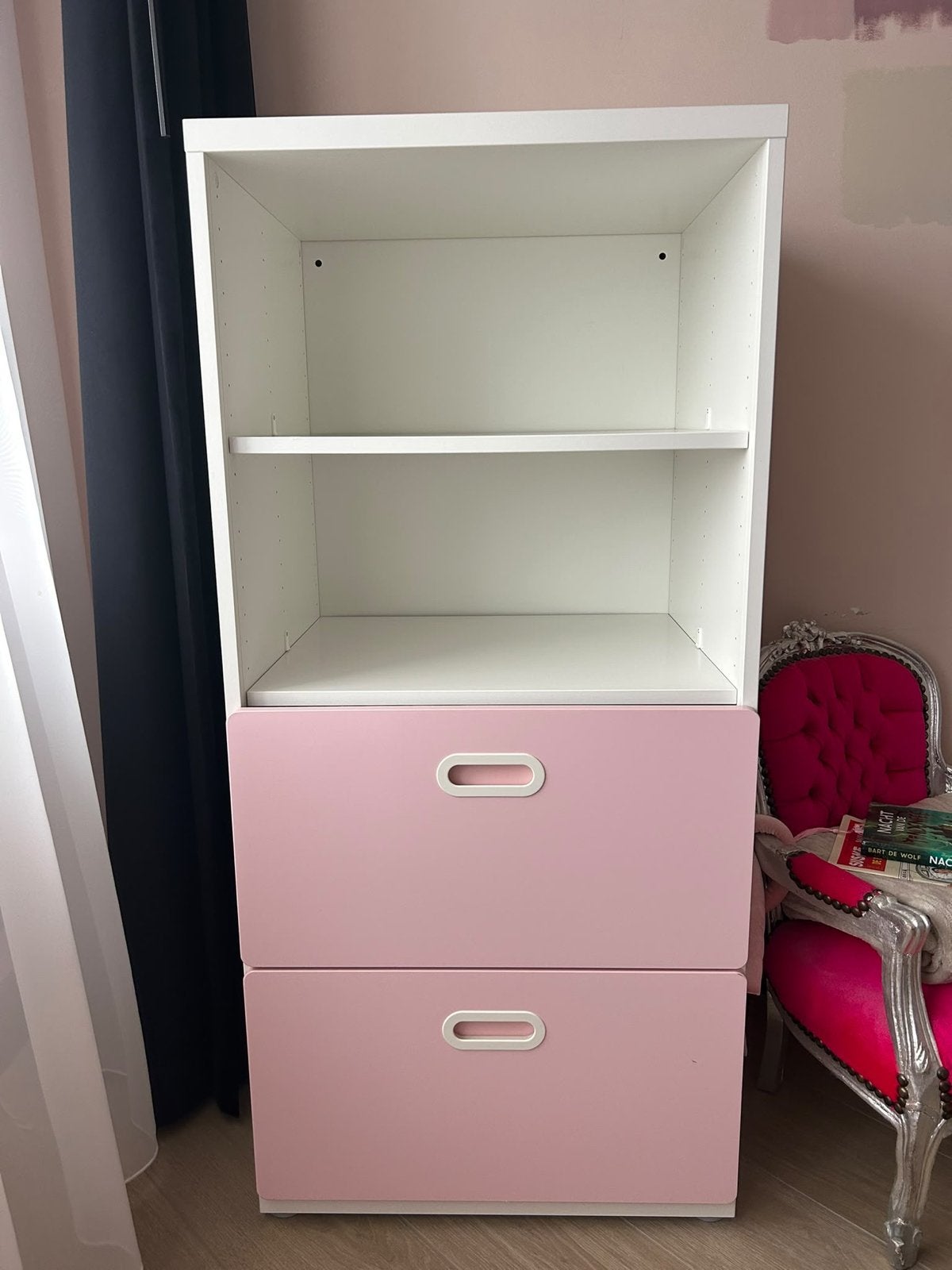 IKEA stuva kast met lades en planken - roze/wit, Overige materialen, Gebruikt, 100 tot 150 cm, Met lade(s)